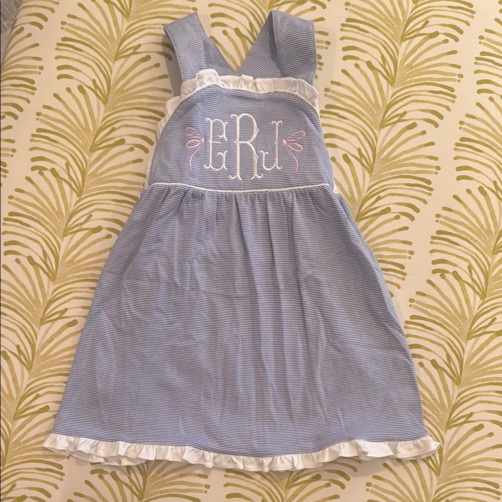 Blue Striped Dress with Monogram